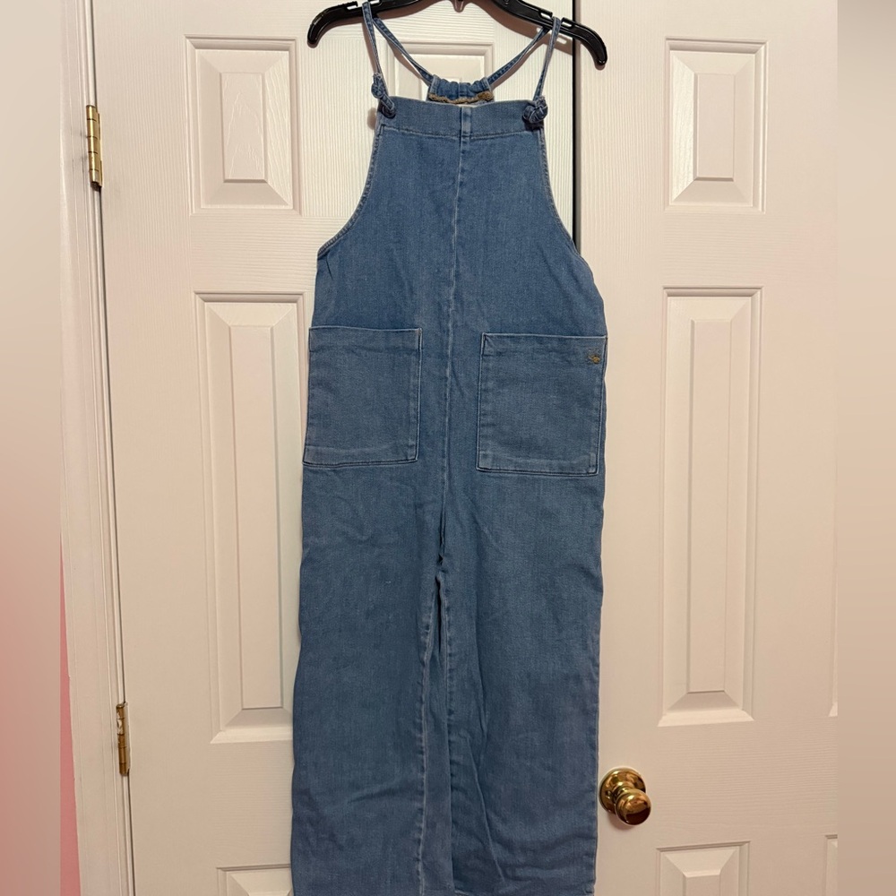 Maje Pinaro Tie shoulder Denim Overalls